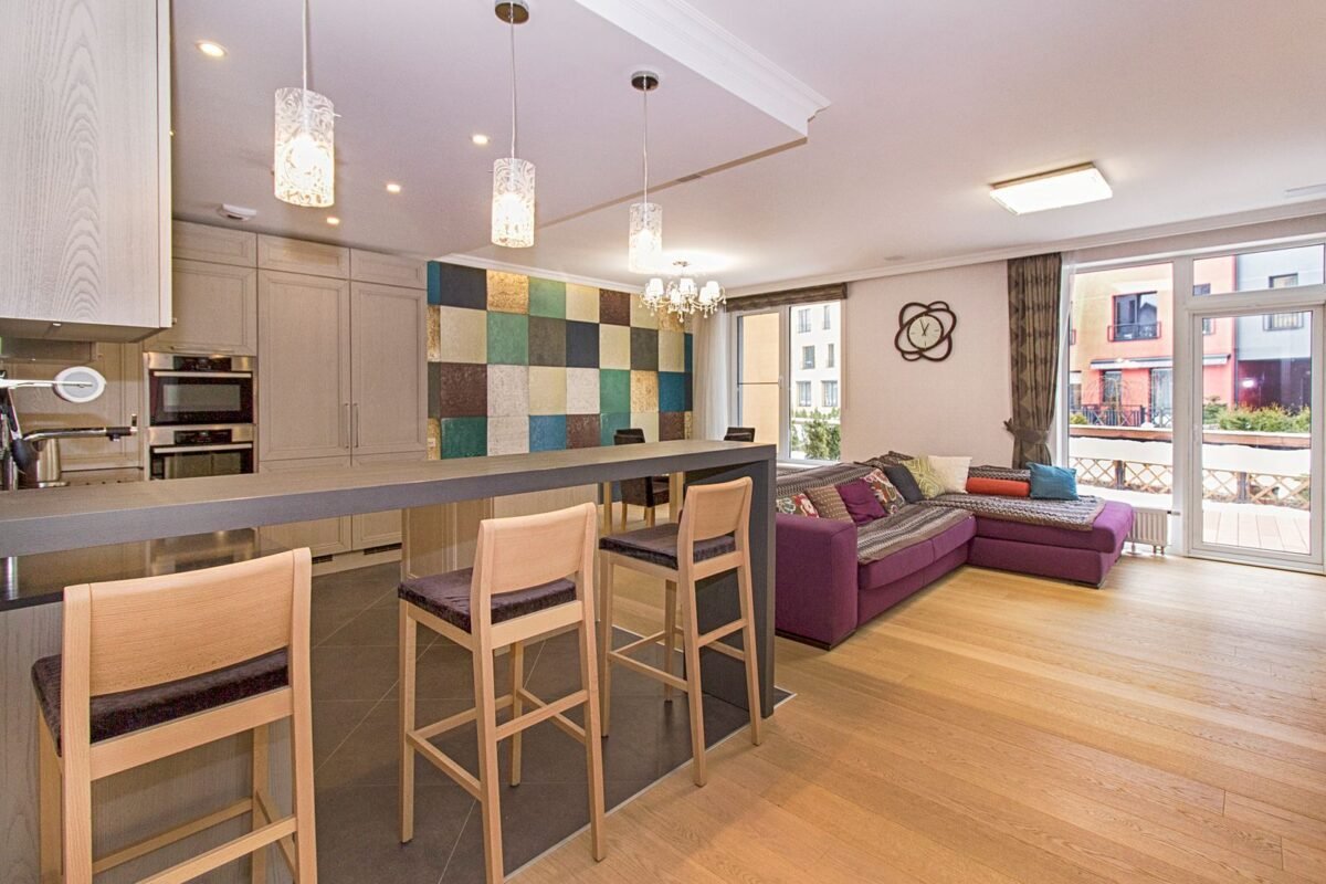 Renovated condo with an open-plan kitchen and living room